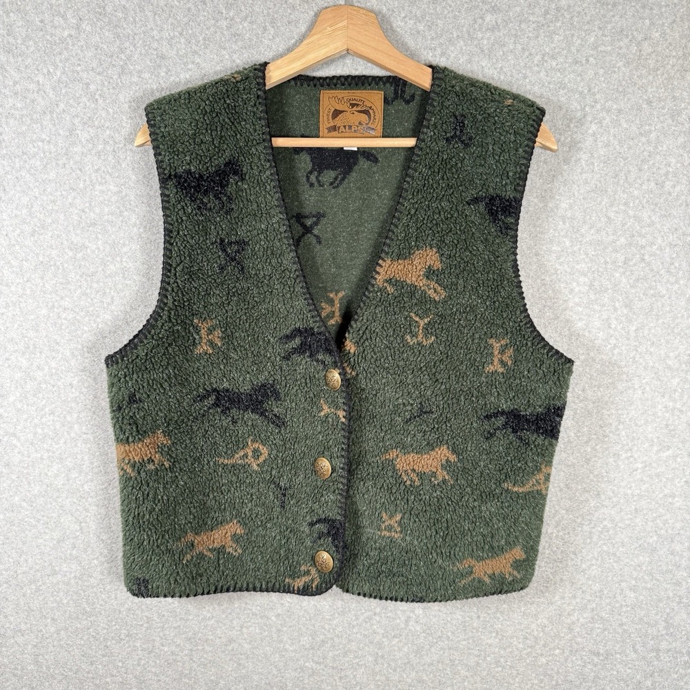ALPS Sleeveless Vest Horse Design Made in USA Women's L Vintage